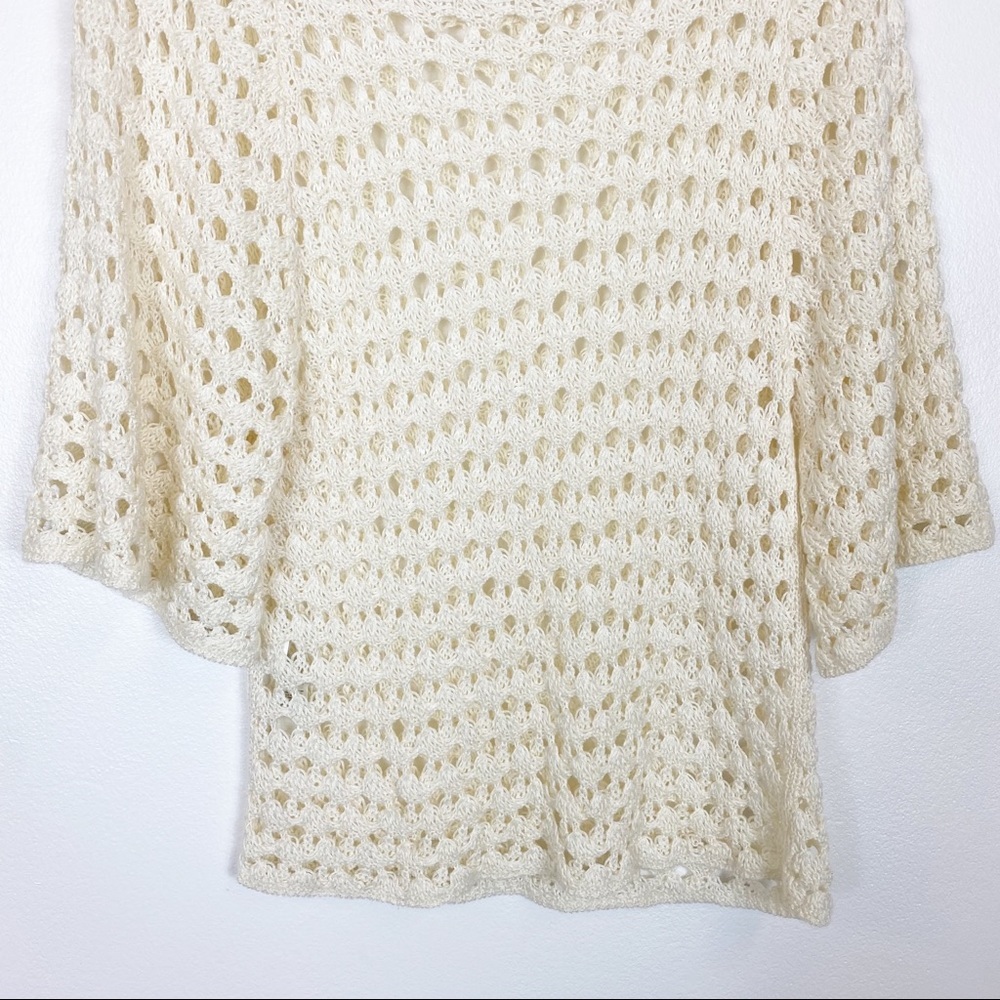 Chico's Crochet Half Sleeve Top Cream Size Small - Picture 7 of 12